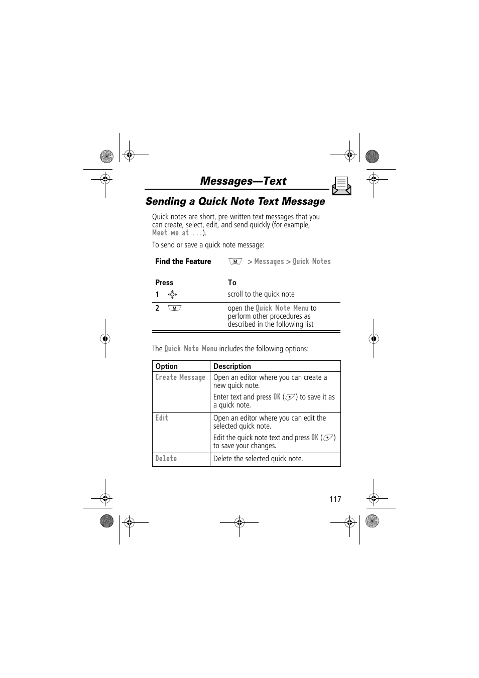 Messages—text | Motorola TimePort 280 User Manual | Page 117 / 188