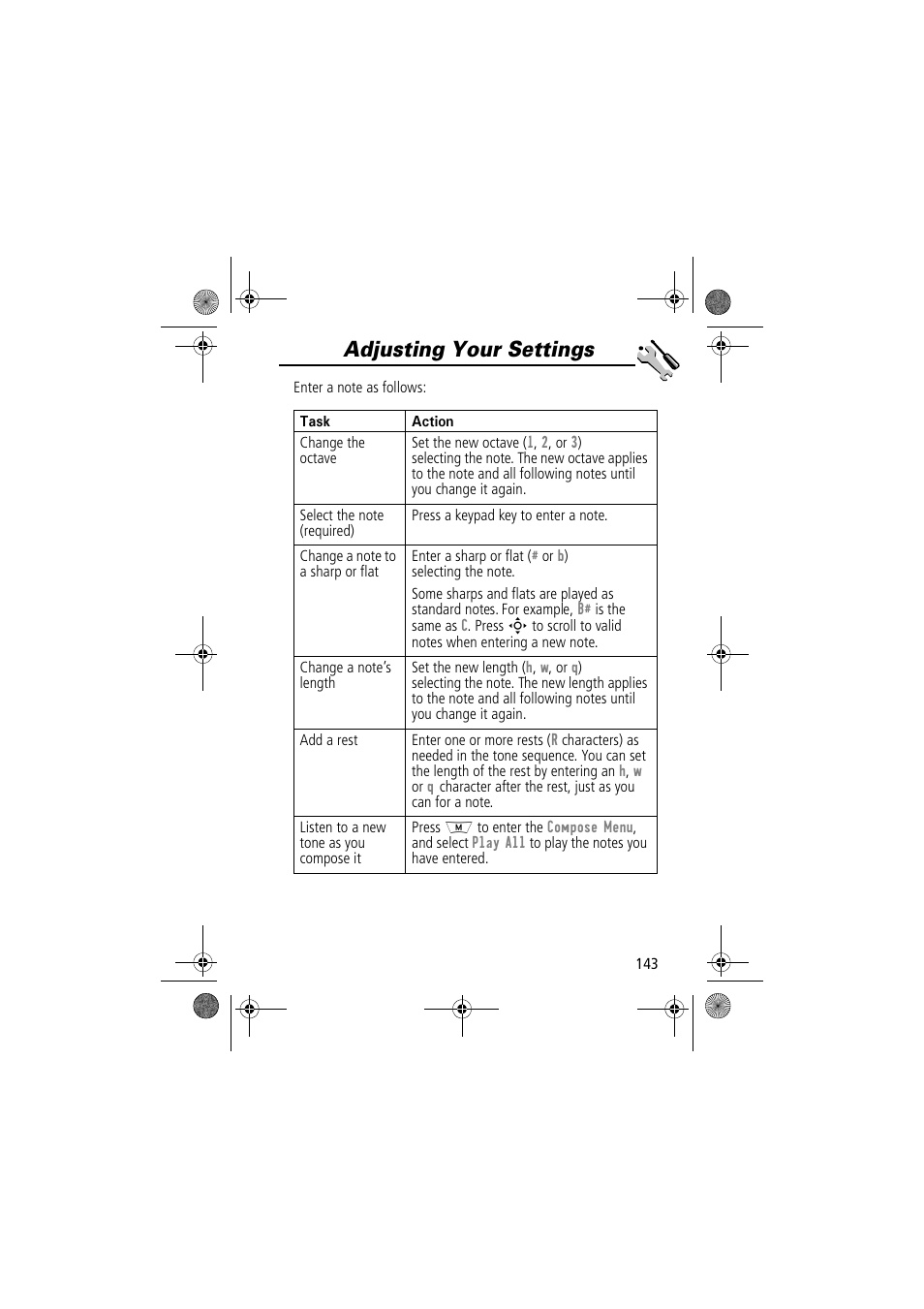 Adjusting your settings | Motorola TimePort 280 User Manual | Page 143 / 188