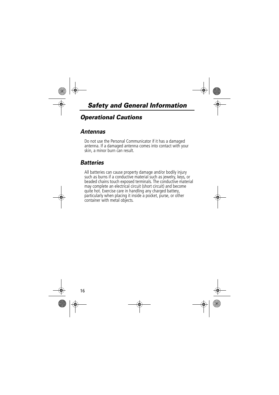 Safety and general information | Motorola TimePort 280 User Manual | Page 16 / 188