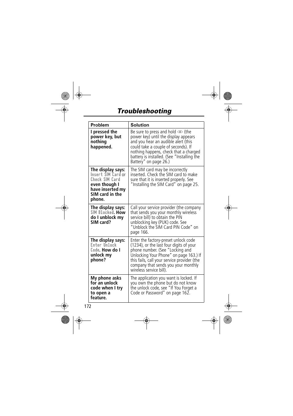 Troubleshooting | Motorola TimePort 280 User Manual | Page 172 / 188