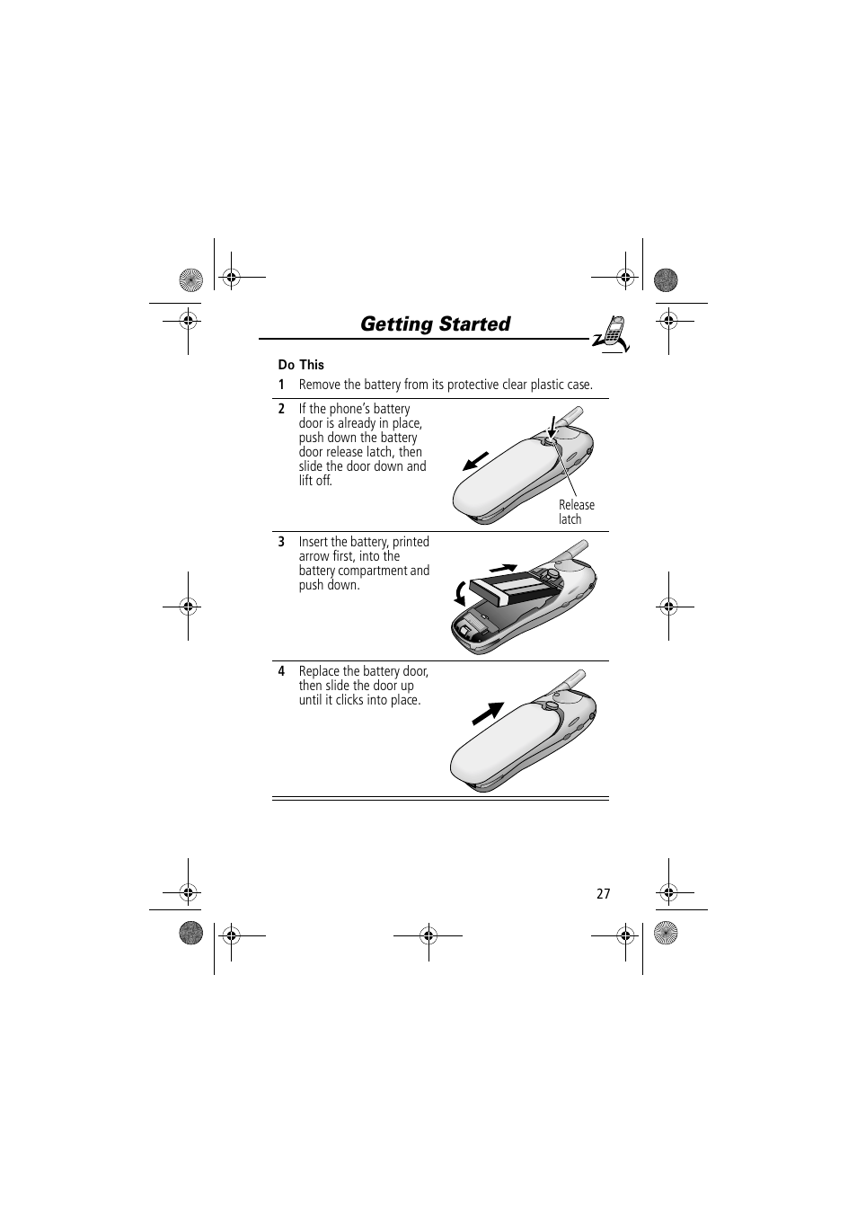 Getting started | Motorola TimePort 280 User Manual | Page 27 / 188