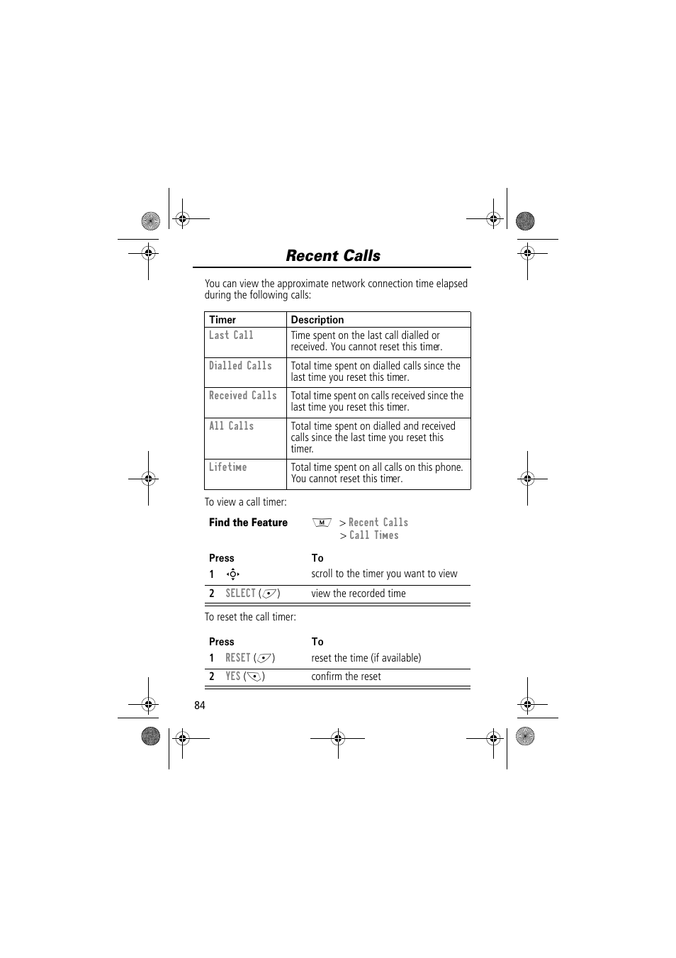 Recent calls | Motorola TimePort 280 User Manual | Page 84 / 188