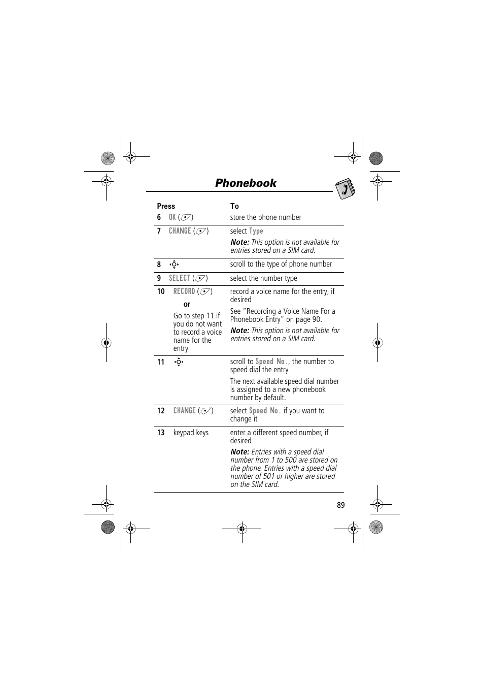 Phonebook | Motorola TimePort 280 User Manual | Page 89 / 188