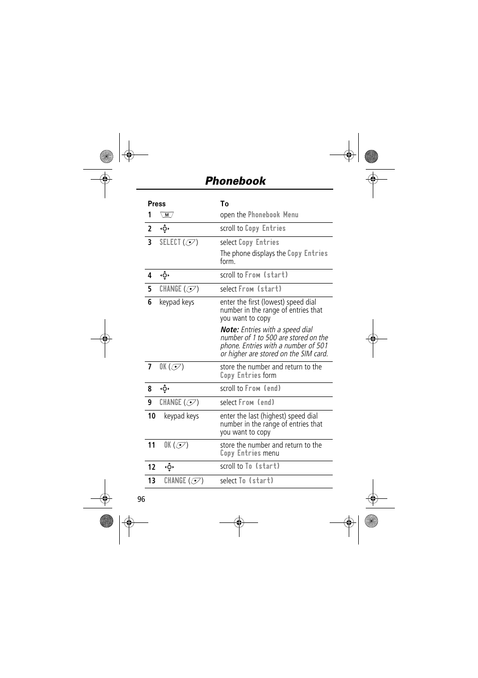 Phonebook | Motorola TimePort 280 User Manual | Page 96 / 188