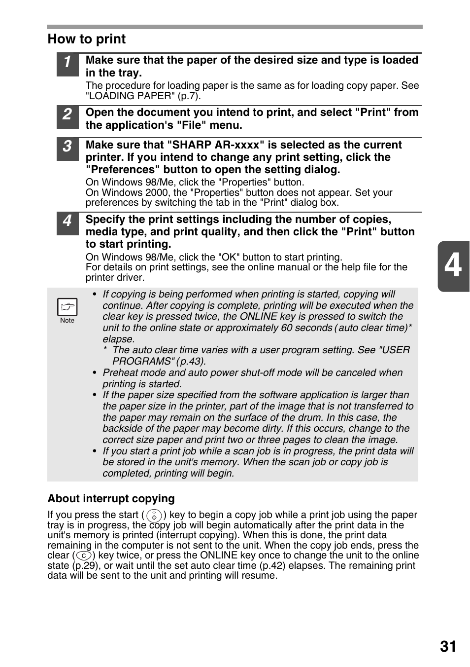 How to print | Sharp AR-203E User Manual | Page 33 / 81