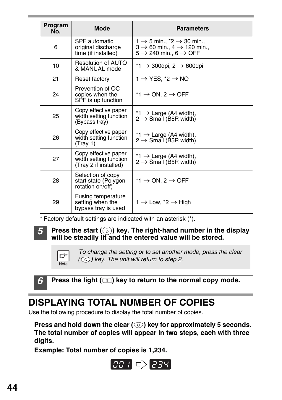 Displaying total number of copies, Displaying total number of, Copies | P.44) | Sharp AR-203E User Manual | Page 46 / 81