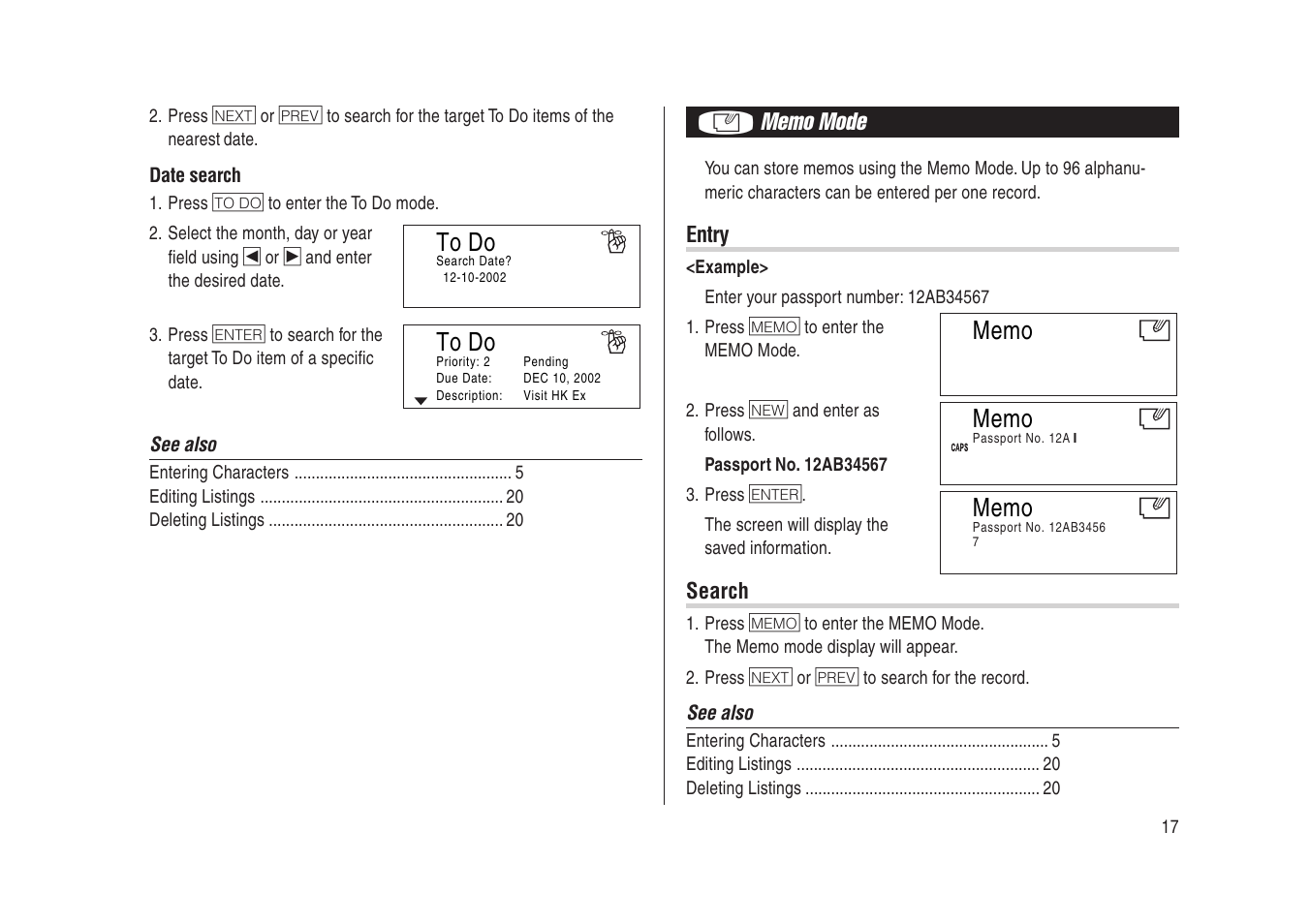 Sharp Electronic Organizer YO-270 User Manual | Page 19 / 52