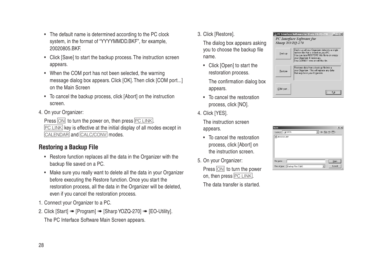 Sharp Electronic Organizer YO-270 User Manual | Page 30 / 52