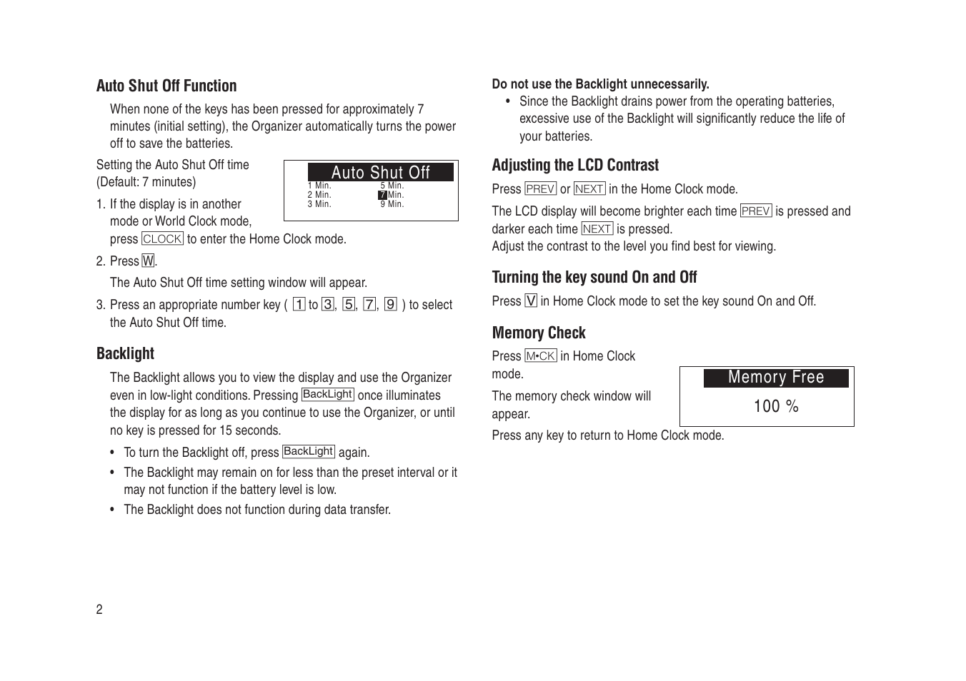 Auto shut off | Sharp Electronic Organizer YO-270 User Manual | Page 4 / 52