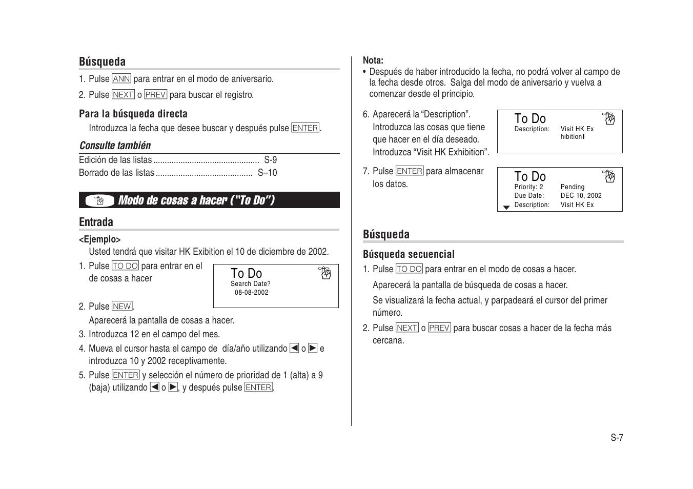 Modo de cosas a hacer (“to do”) | Sharp Electronic Organizer YO-270 User Manual | Page 41 / 52