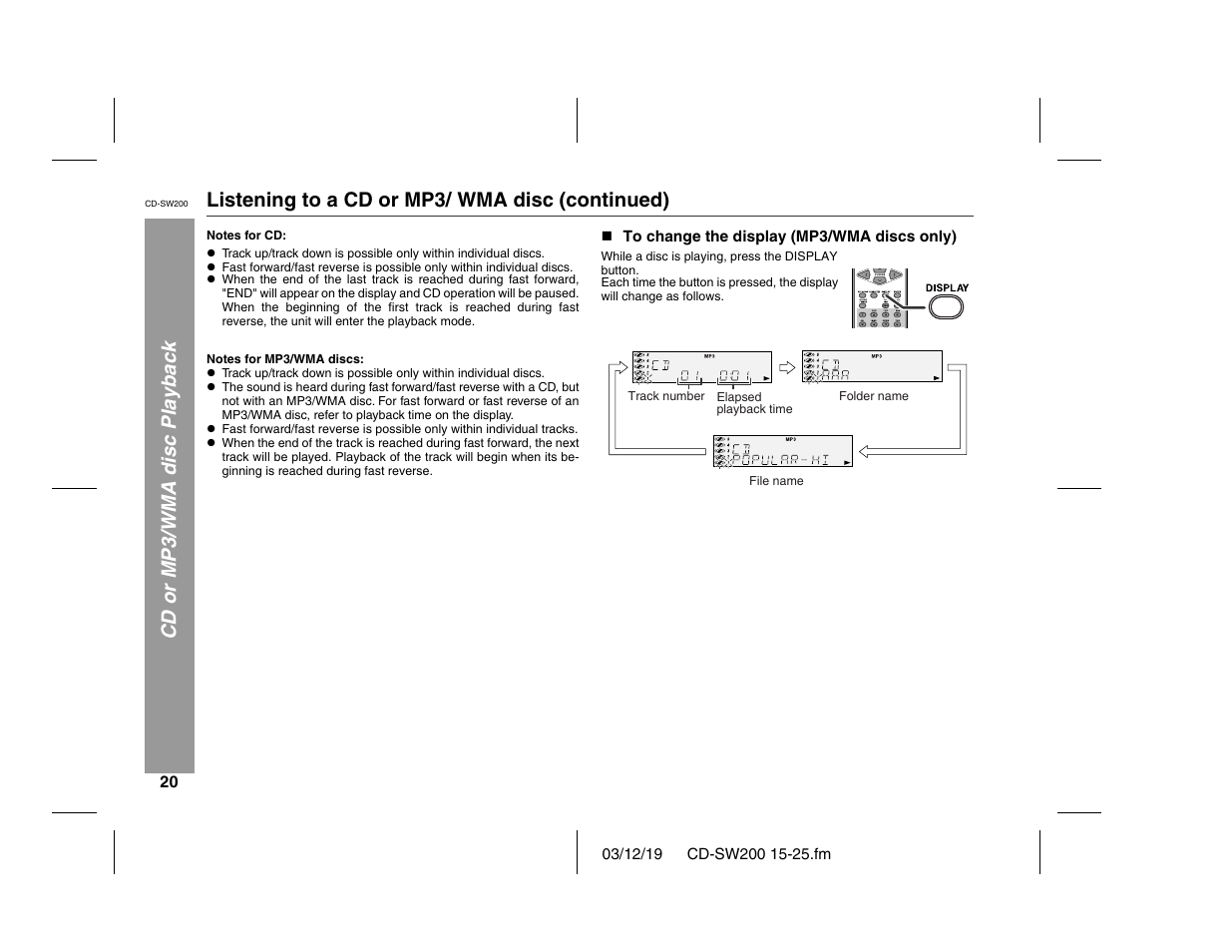 Sharp CD-SW200 User Manual | Page 20 / 44