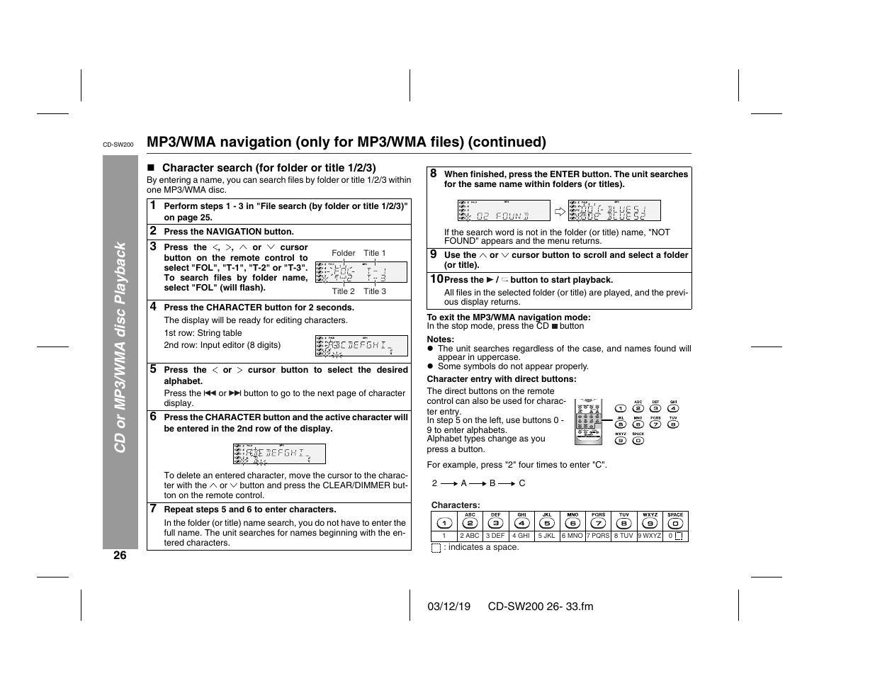 Sharp CD-SW200 User Manual | Page 26 / 44