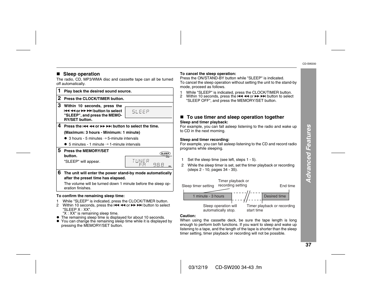 Advanced features | Sharp CD-SW200 User Manual | Page 37 / 44