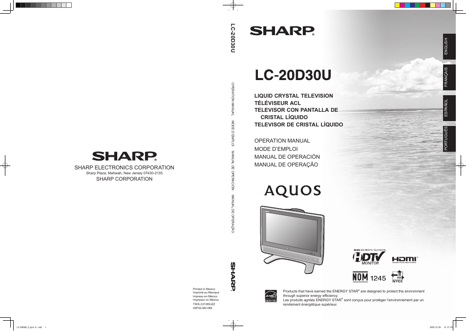 Sharp Aquos LC 20D30U User Manual | 45 pages