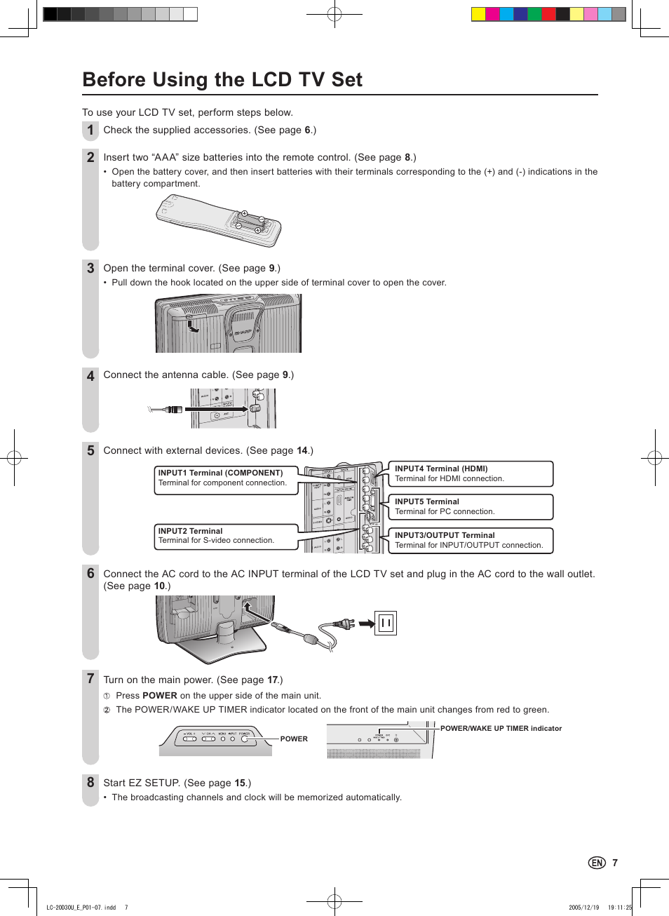 Before using the lcd tv set | Sharp Aquos LC 20D30U User Manual | Page 9 / 45