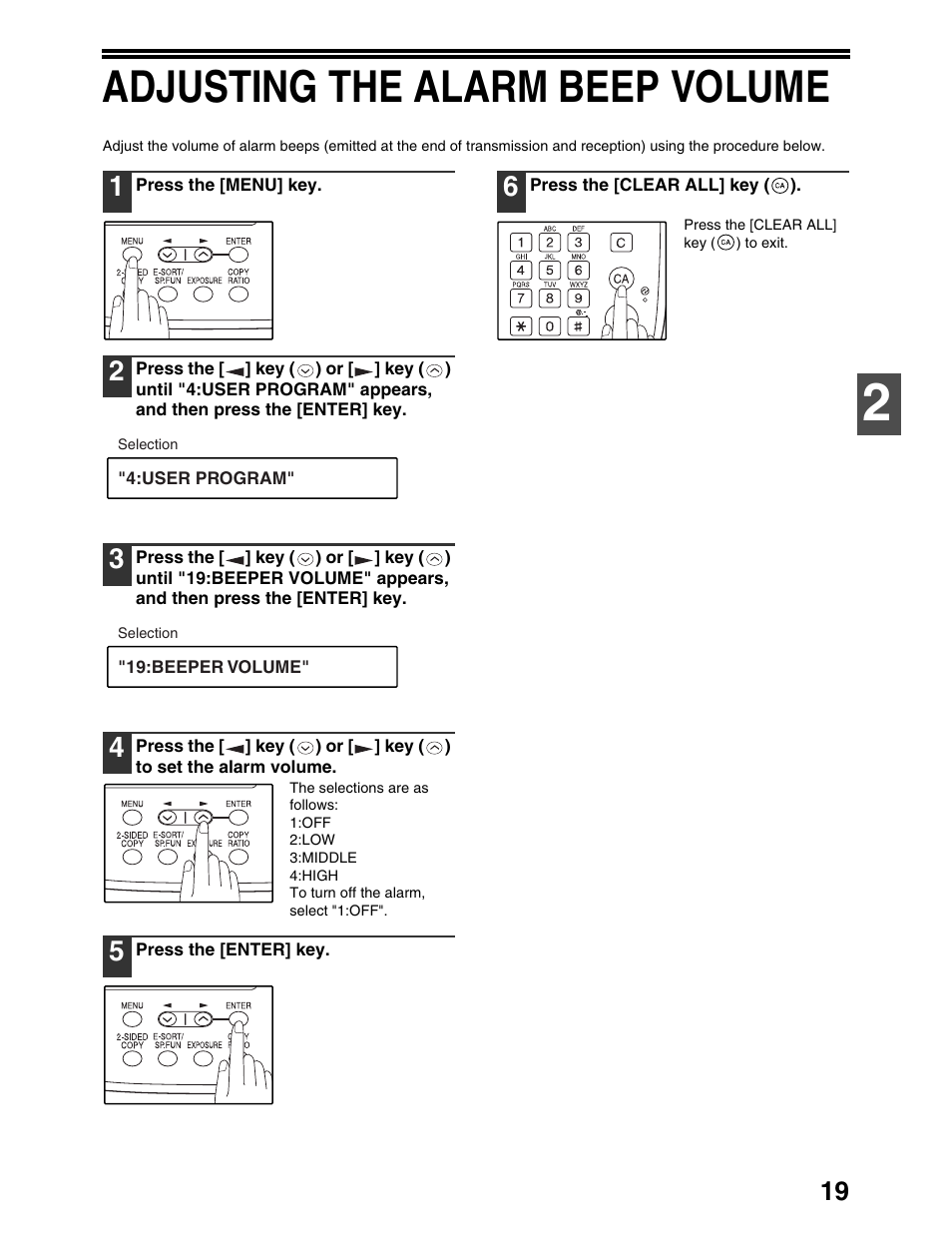 Adjusting the alarm beep volume | Sharp AL-1661CS User Manual | Page 23 / 100
