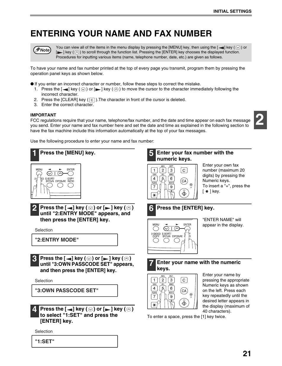 Entering your name and fax number | Sharp AL-1661CS User Manual | Page 25 / 100