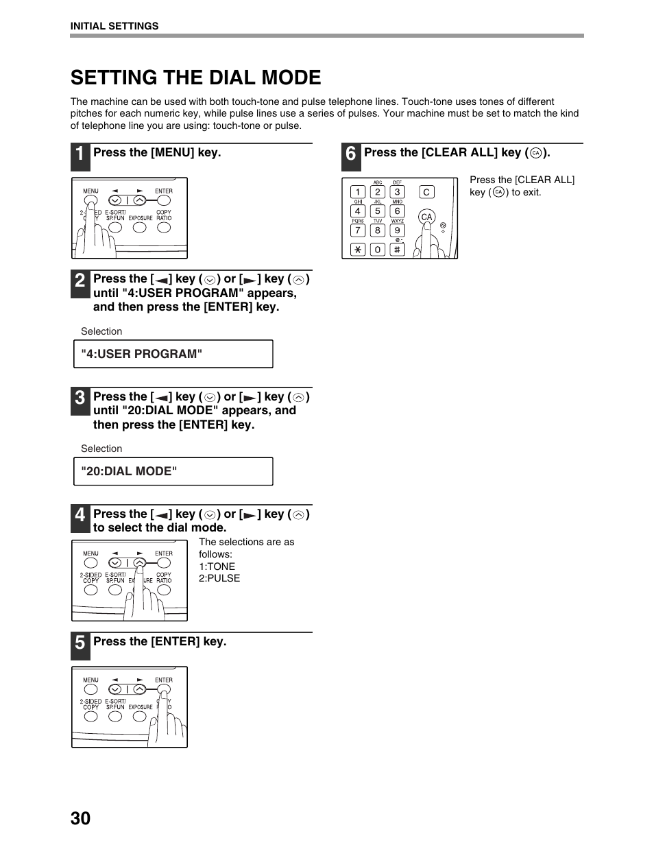 Setting the dial mode | Sharp AL-1661CS User Manual | Page 34 / 100