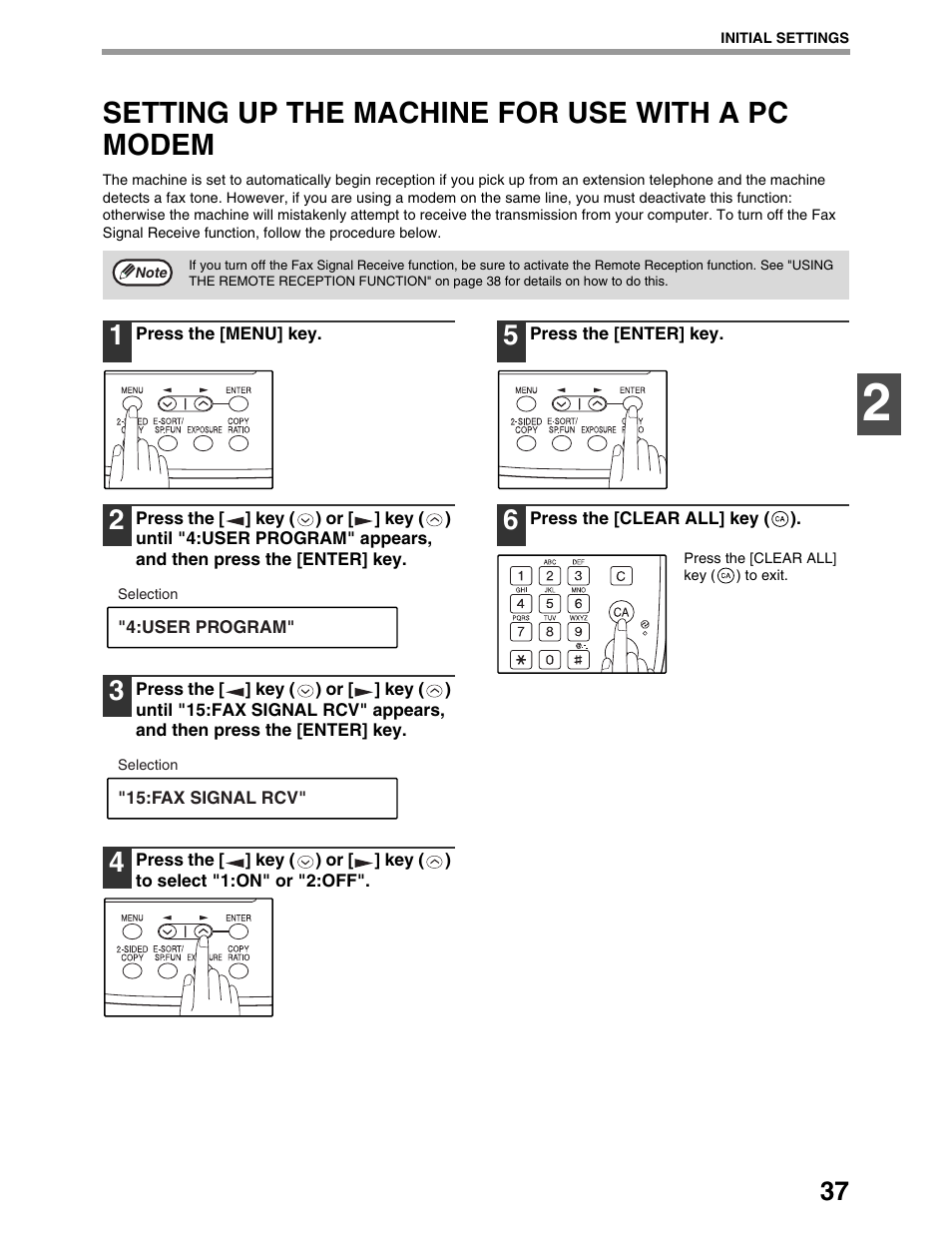 Setting up the machine for use with a pc modem | Sharp AL-1661CS User Manual | Page 41 / 100