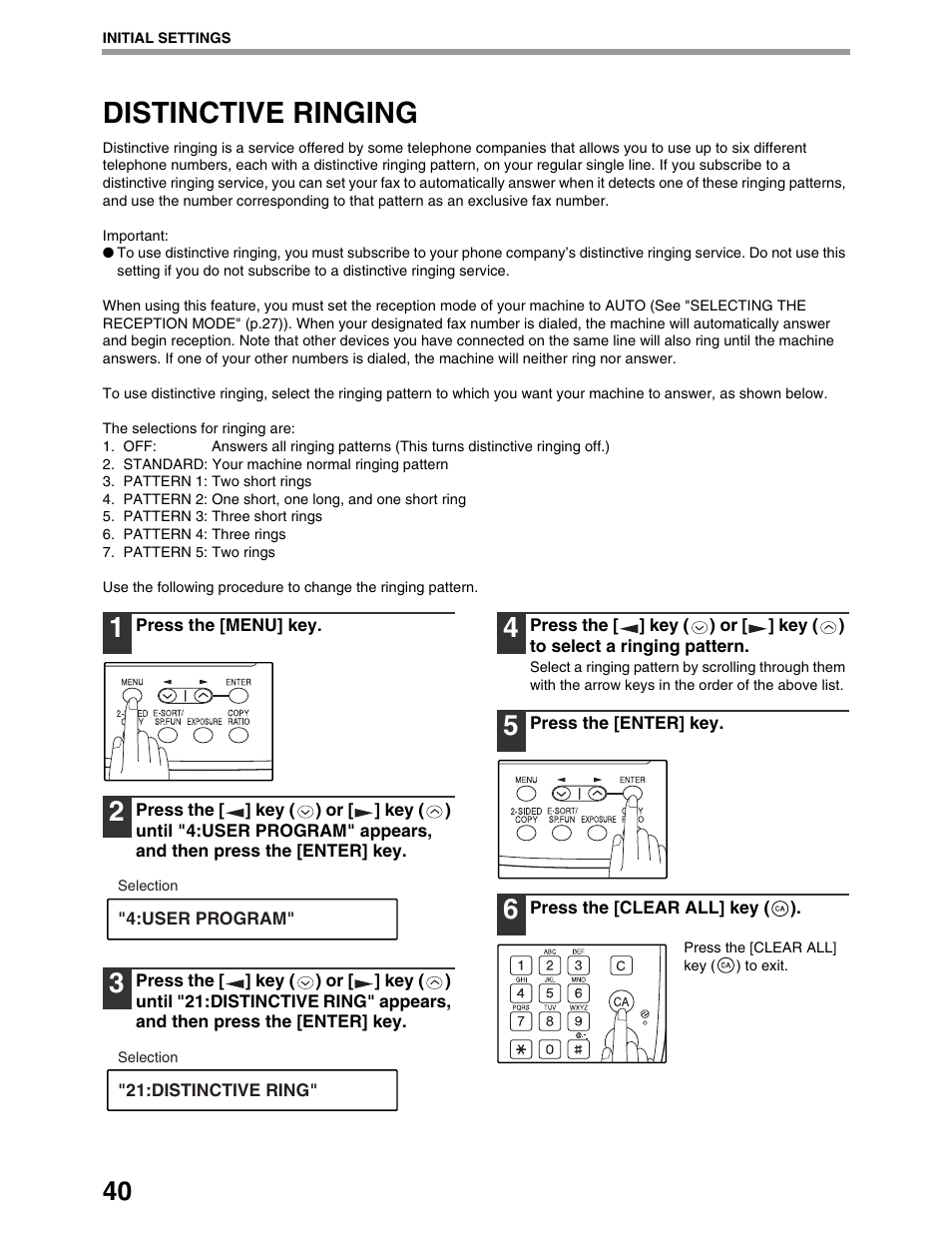 Distinctive ringing | Sharp AL-1661CS User Manual | Page 44 / 100