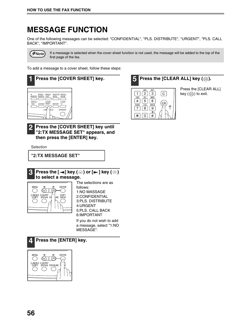 Message function | Sharp AL-1661CS User Manual | Page 60 / 100