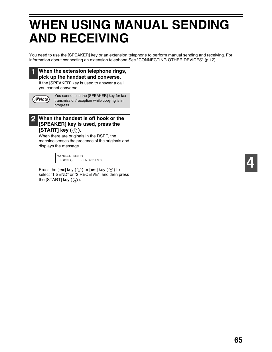 When using manual sending and receiving | Sharp AL-1661CS User Manual | Page 69 / 100
