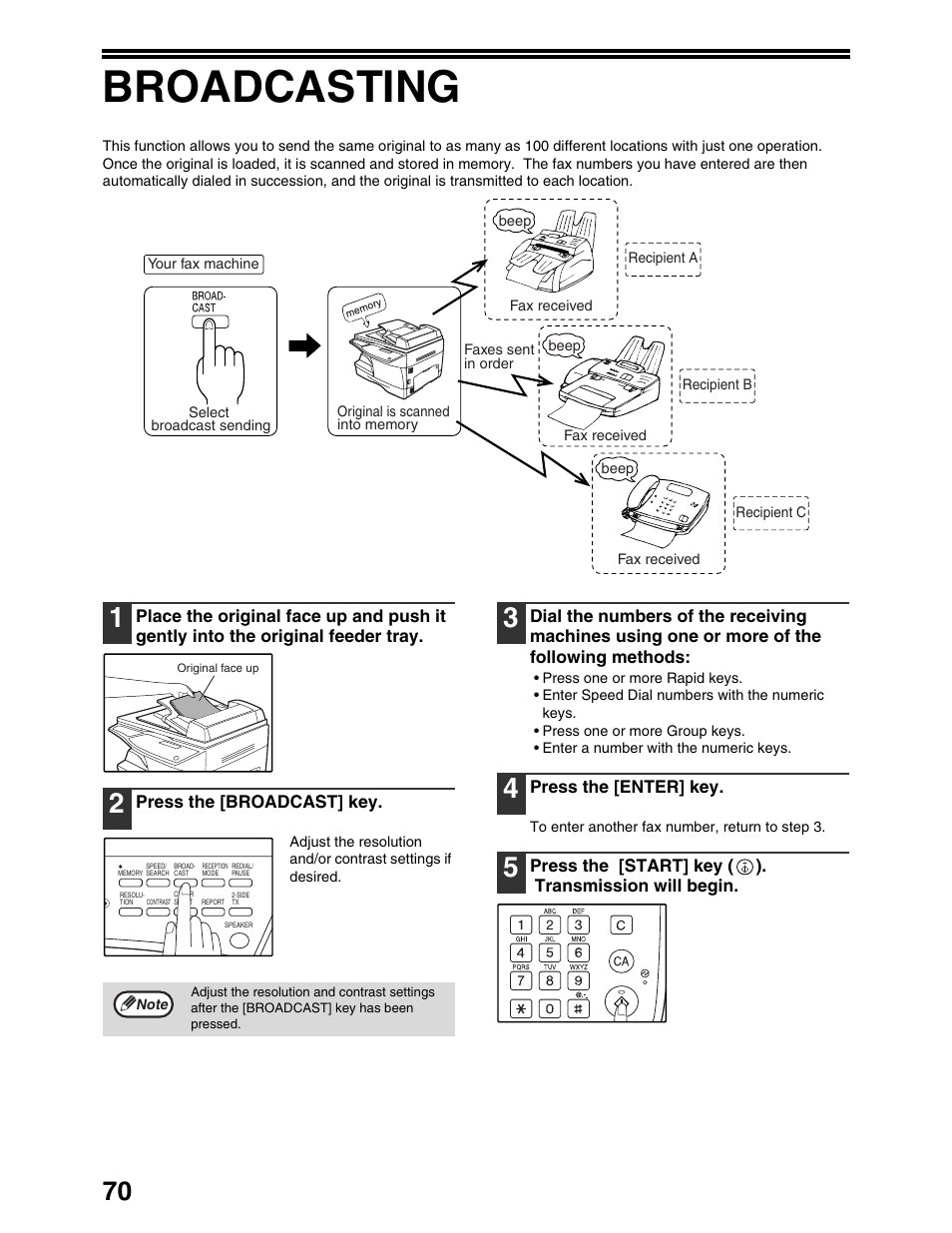Broadcasting | Sharp AL-1661CS User Manual | Page 74 / 100