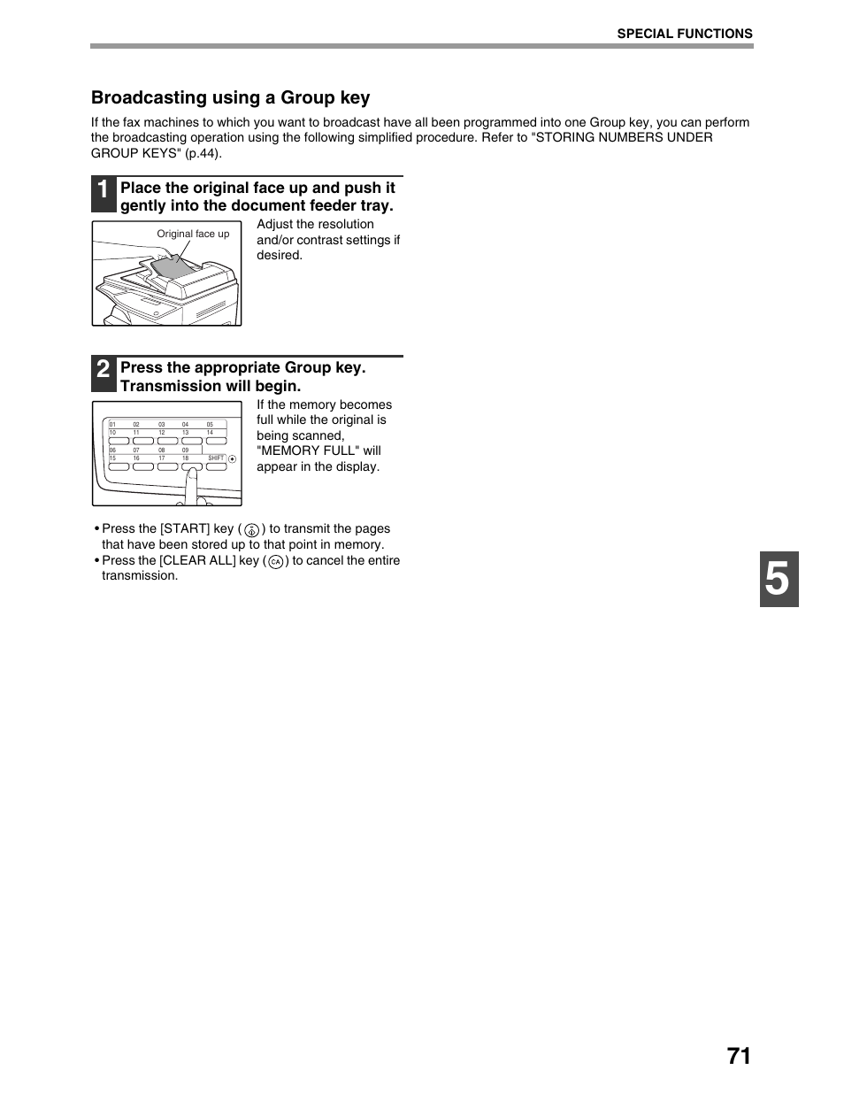Broadcasting using a group key | Sharp AL-1661CS User Manual | Page 75 / 100