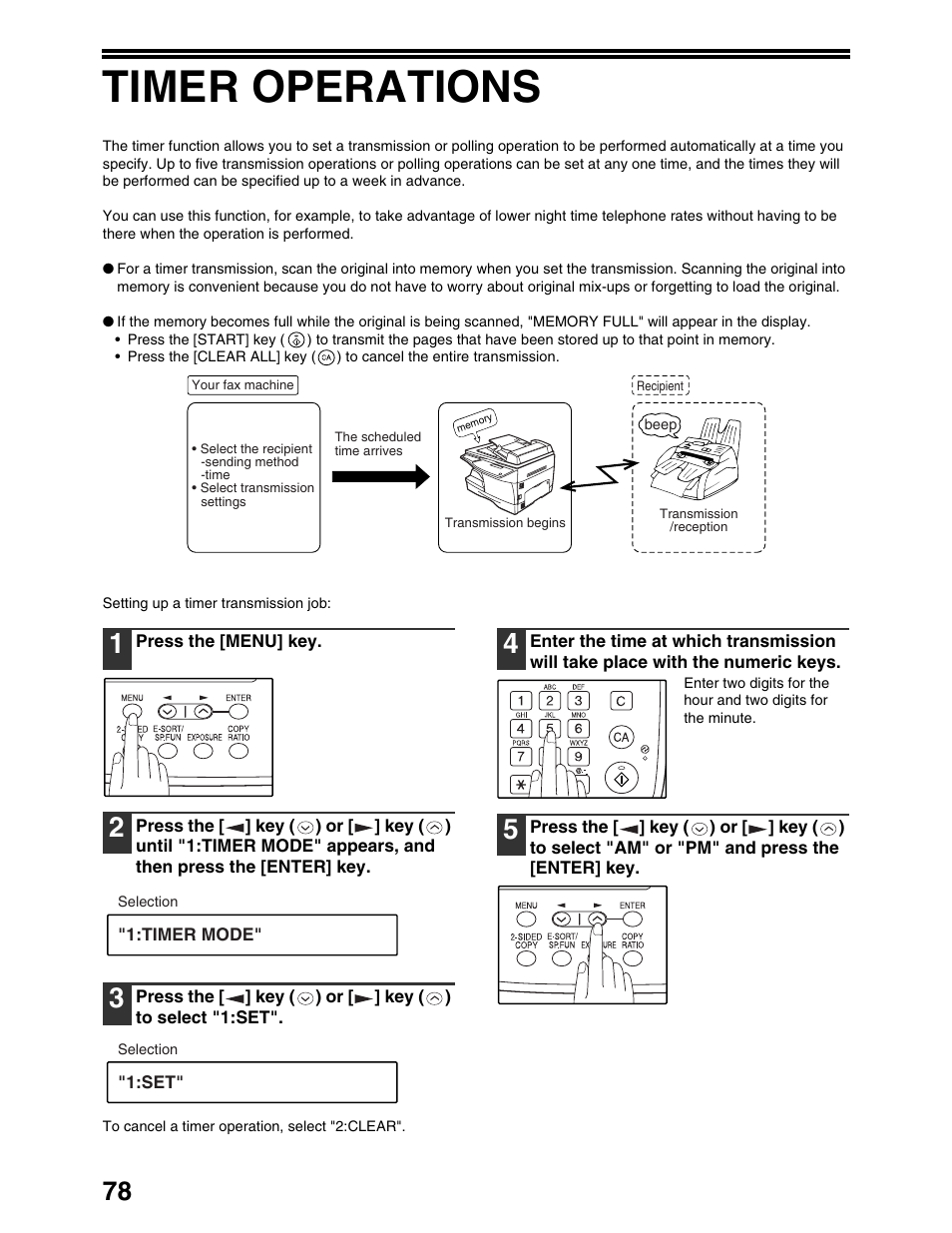 Timer operations | Sharp AL-1661CS User Manual | Page 82 / 100