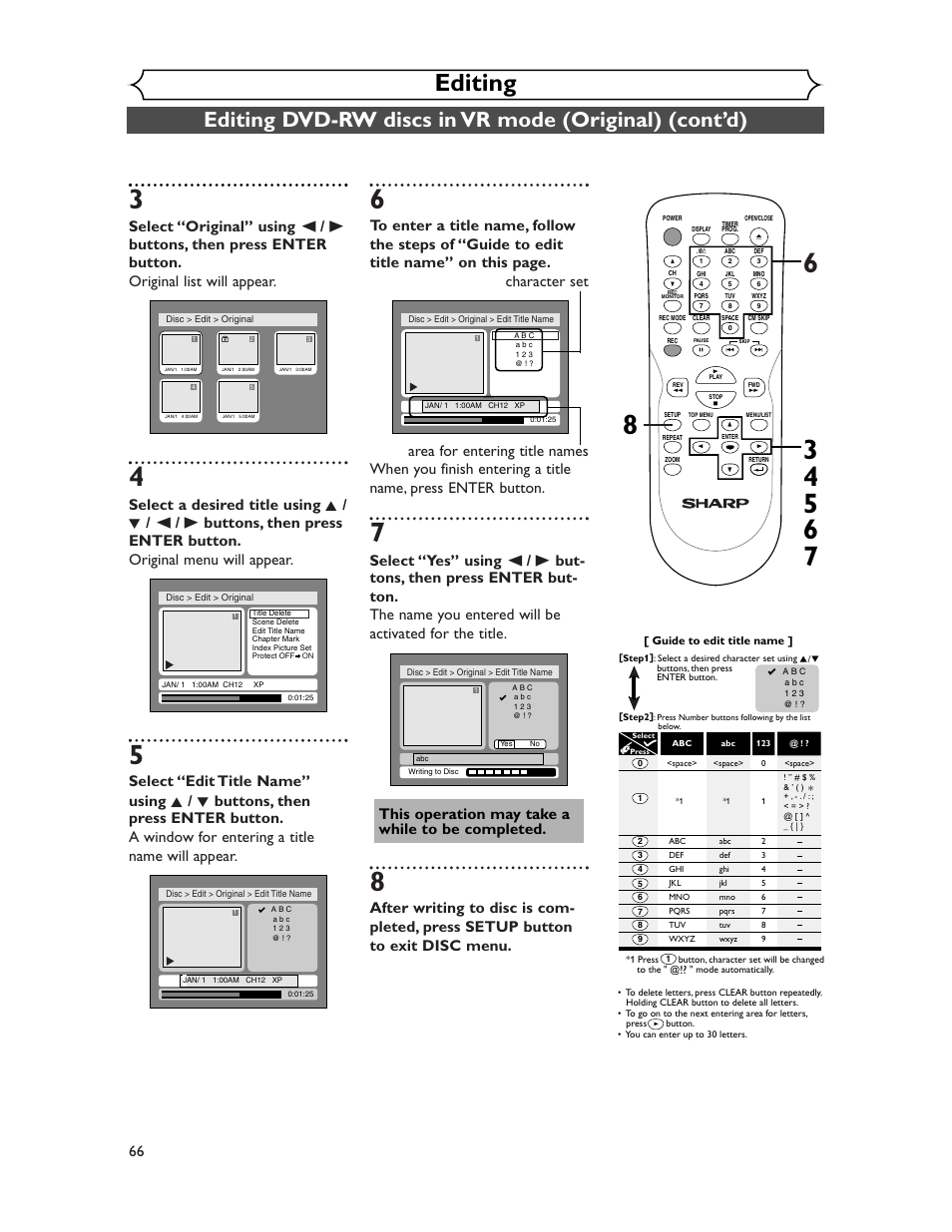 Editing | Sharp DV-SR45U User Manual | Page 66 / 102