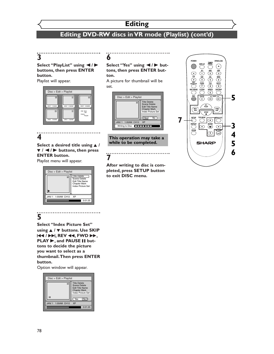 Editing | Sharp DV-SR45U User Manual | Page 78 / 102