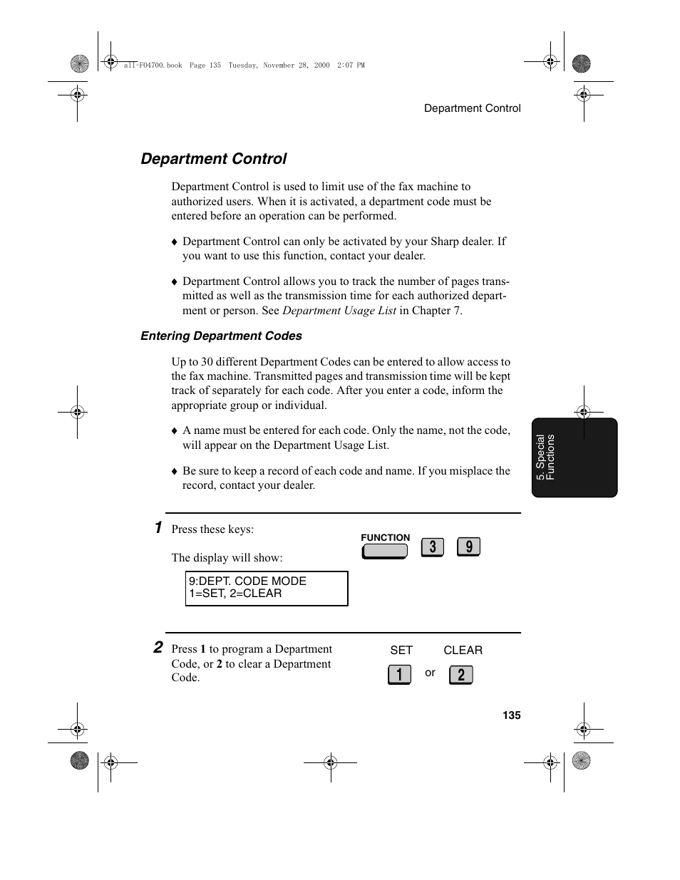 Department control | Sharp FO-4650 User Manual | Page 137 / 188