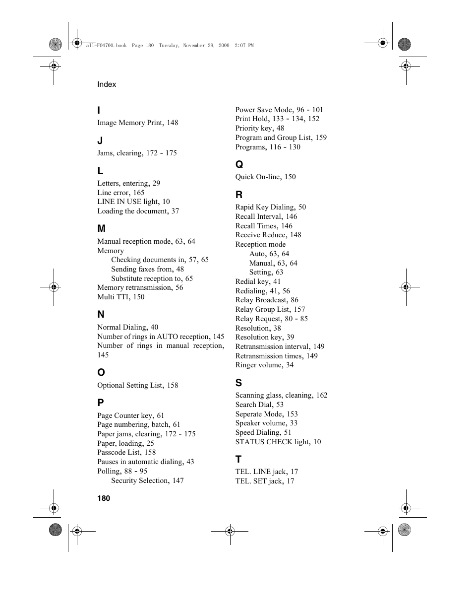 Sharp FO-4650 User Manual | Page 182 / 188