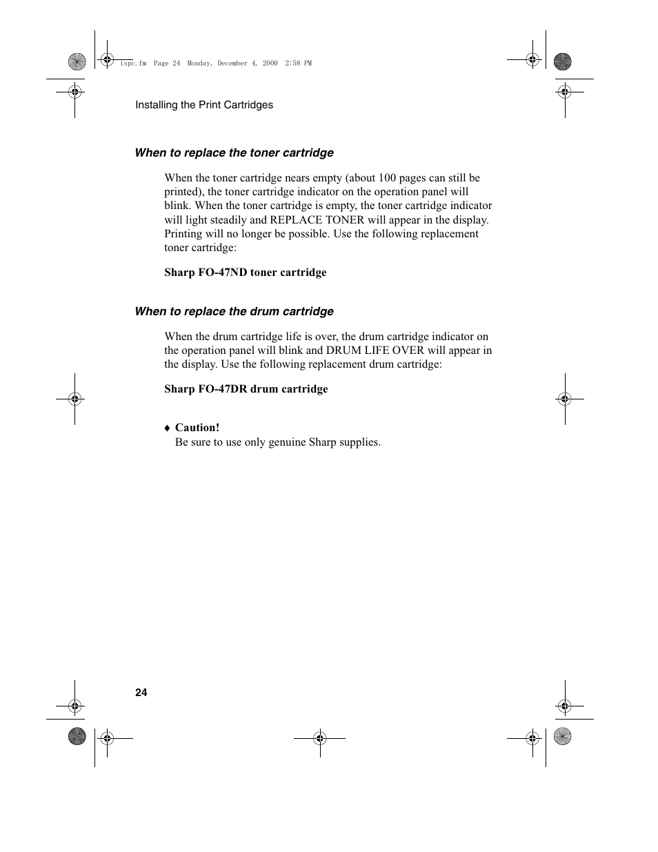 Sharp FO-4650 User Manual | Page 26 / 188