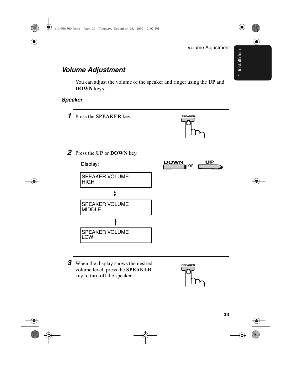 Volume adjustment | Sharp FO-4650 User Manual | Page 35 / 188