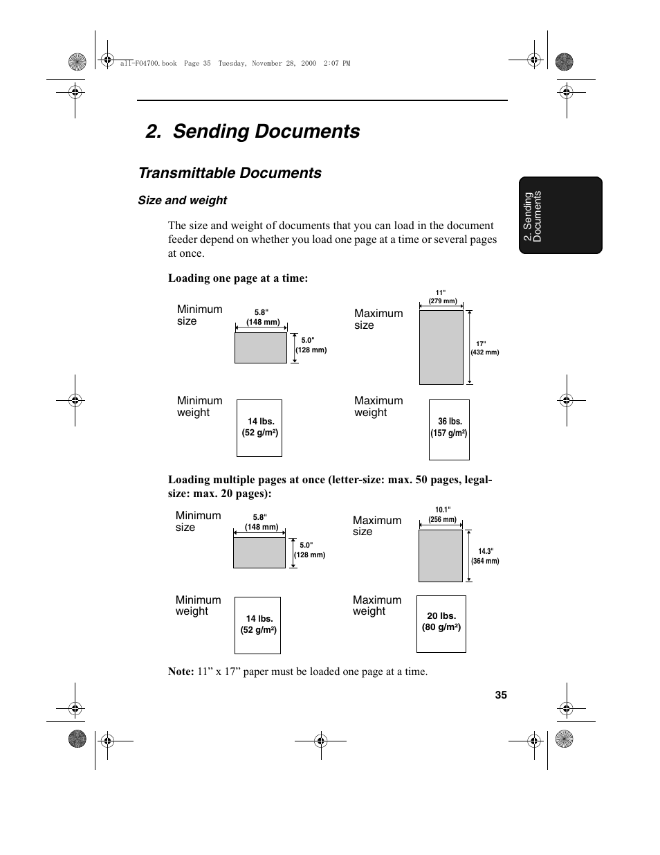 Sending documents, Transmittable documents | Sharp FO-4650 User Manual | Page 37 / 188