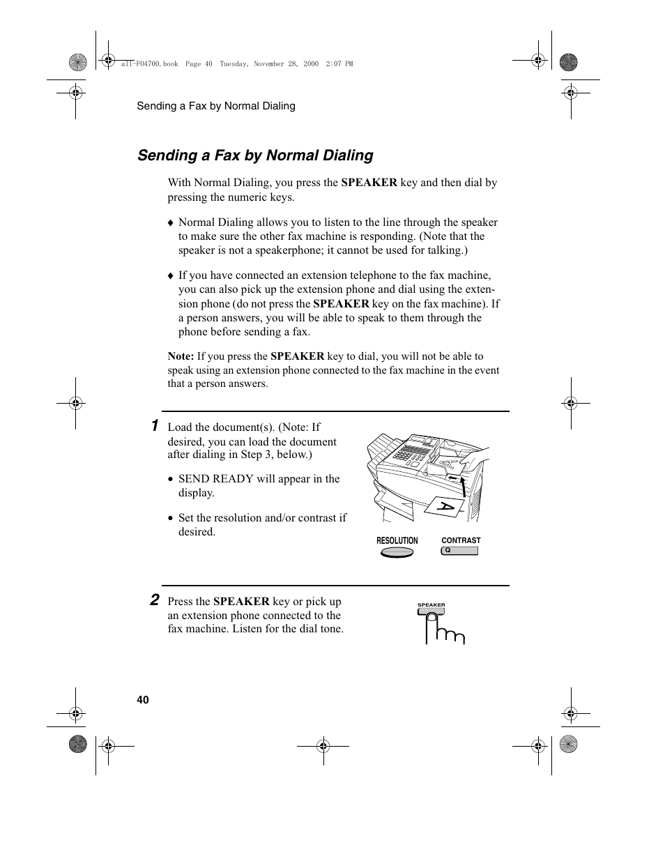 Sending a fax by normal dialing | Sharp FO-4650 User Manual | Page 42 / 188