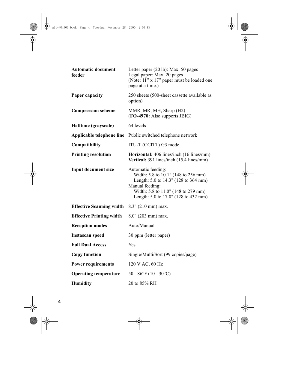 Sharp FO-4650 User Manual | Page 6 / 188