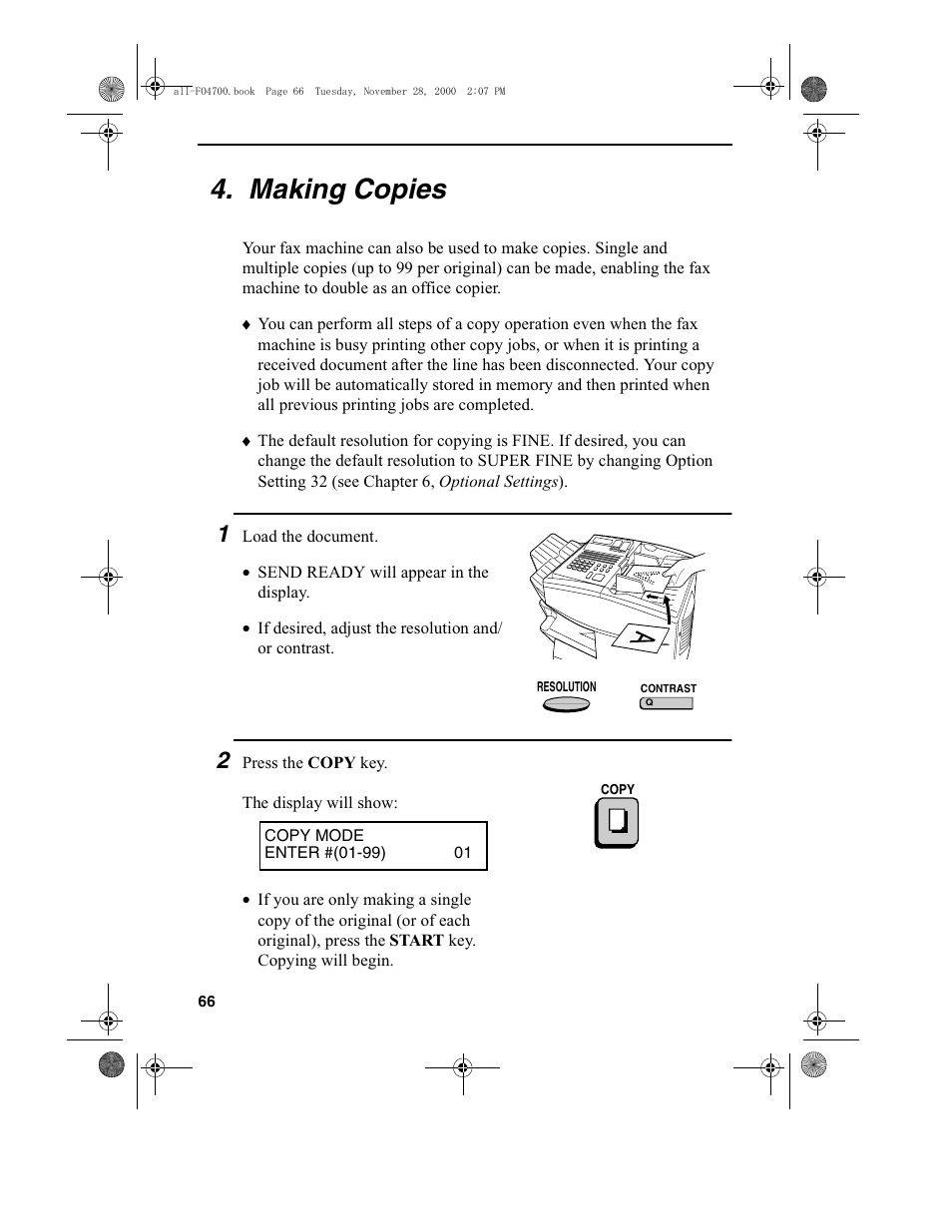 Making copies | Sharp FO-4650 User Manual | Page 68 / 188