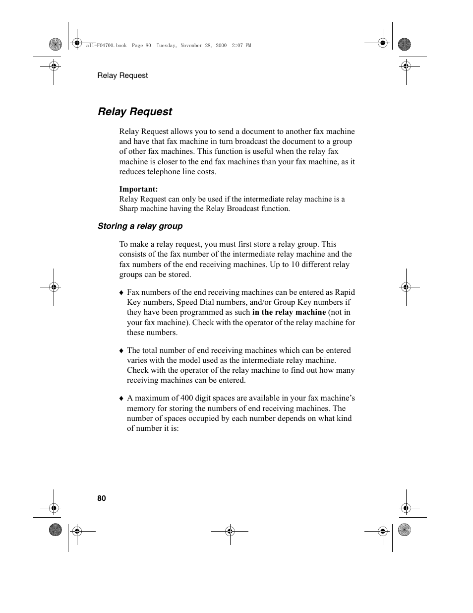 Relay request | Sharp FO-4650 User Manual | Page 82 / 188