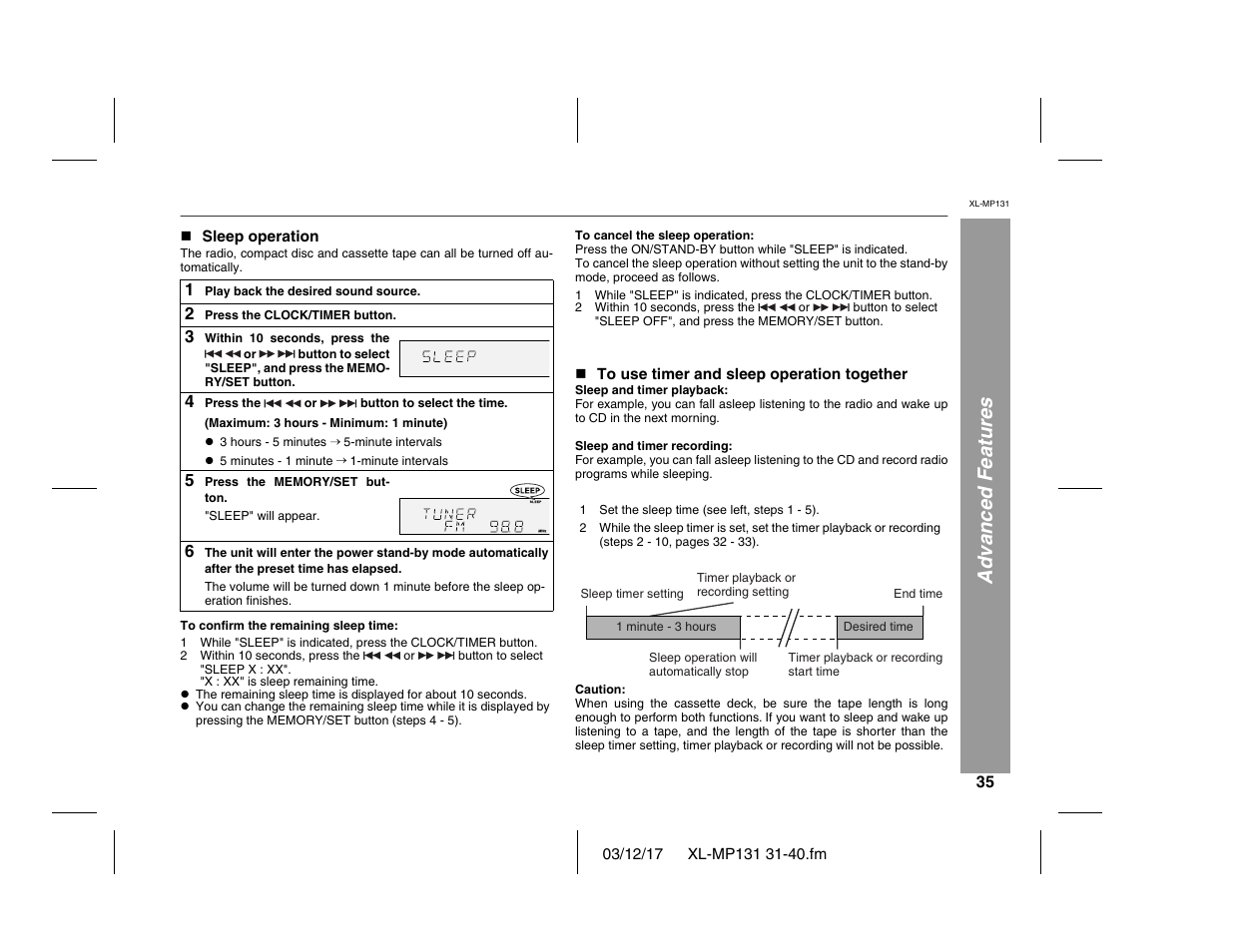Advanced features | Sharp XL-MP131 User Manual | Page 35 / 42
