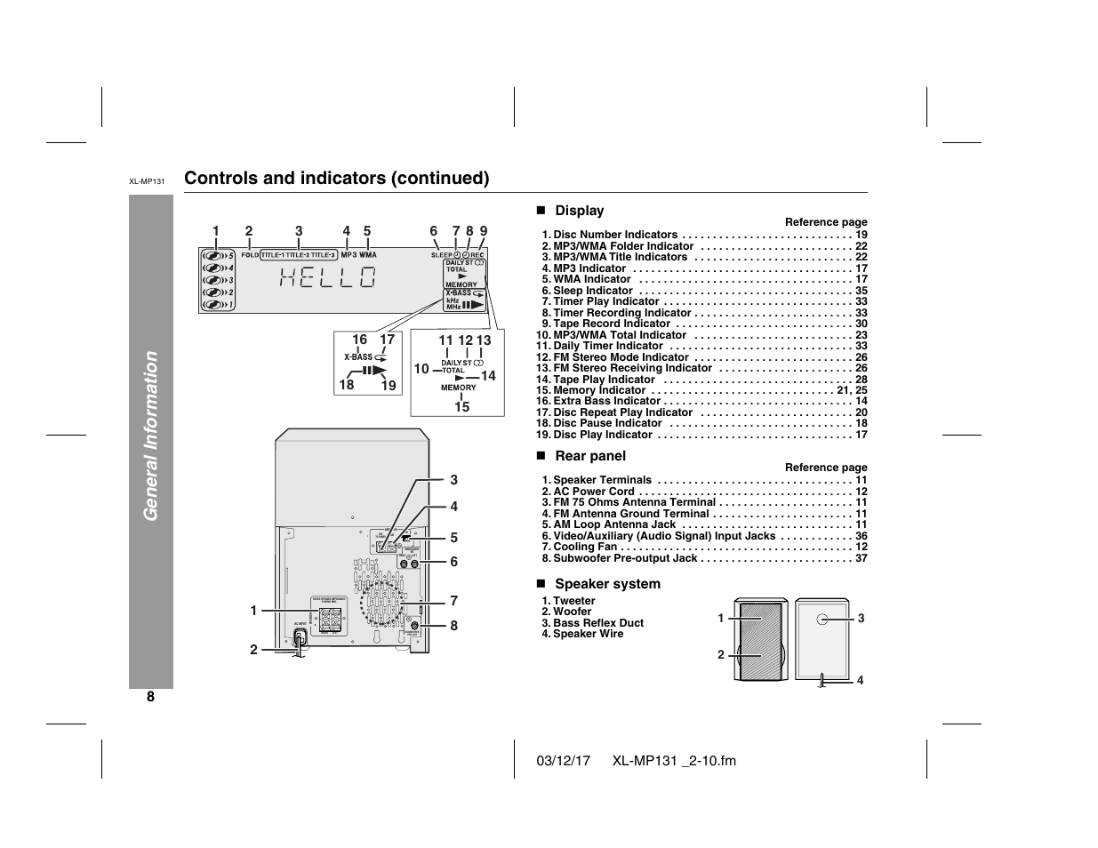 Sharp XL-MP131 User Manual | Page 8 / 42