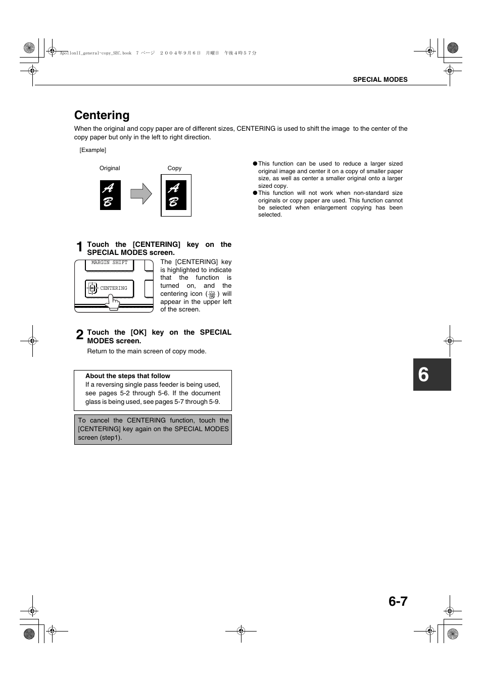 Centering, Centering -7 | Sharp AR-BC260 User Manual | Page 103 / 140