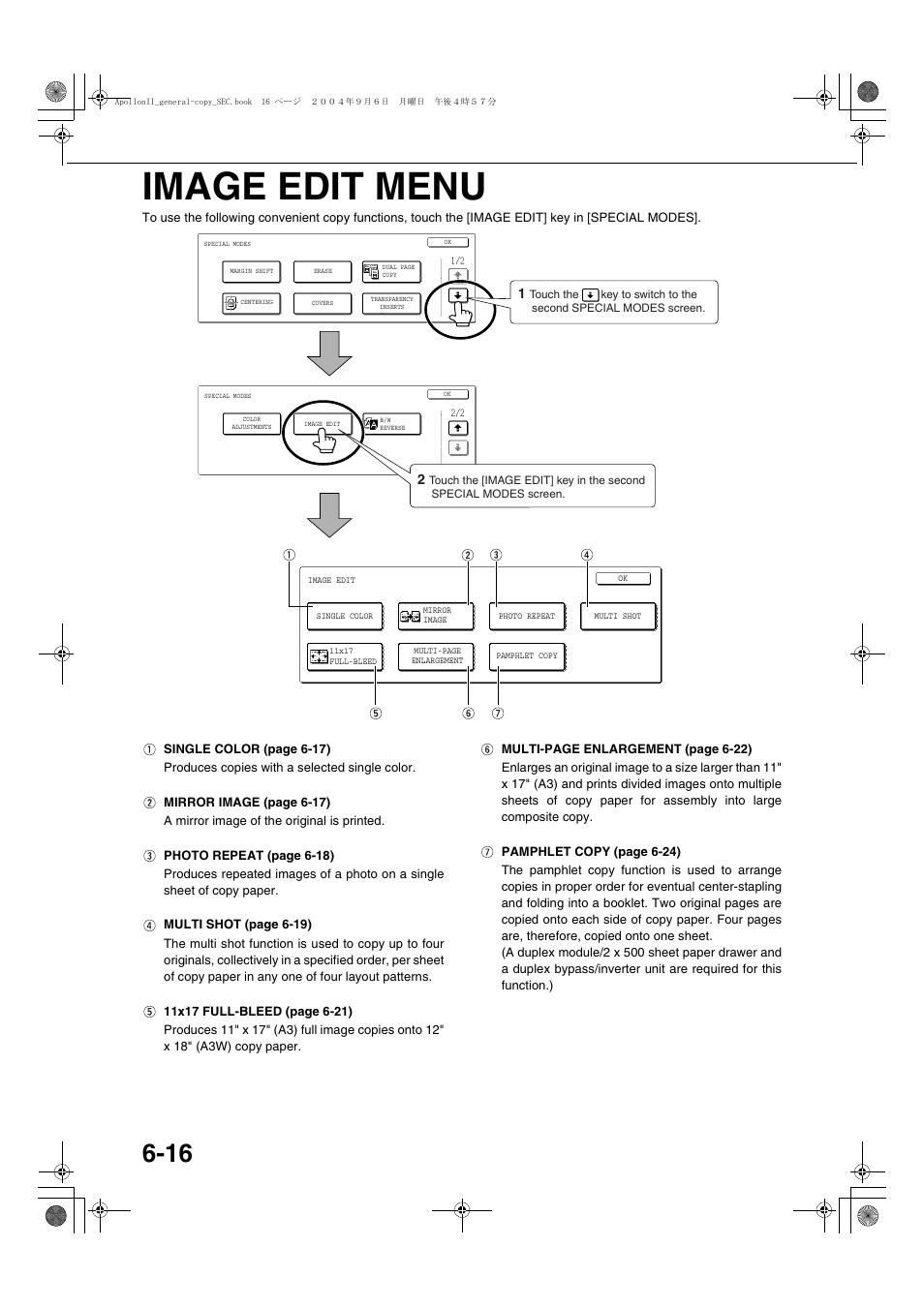 Image edit menu, Image edit menu -16 | Sharp AR-BC260 User Manual | Page 112 / 140