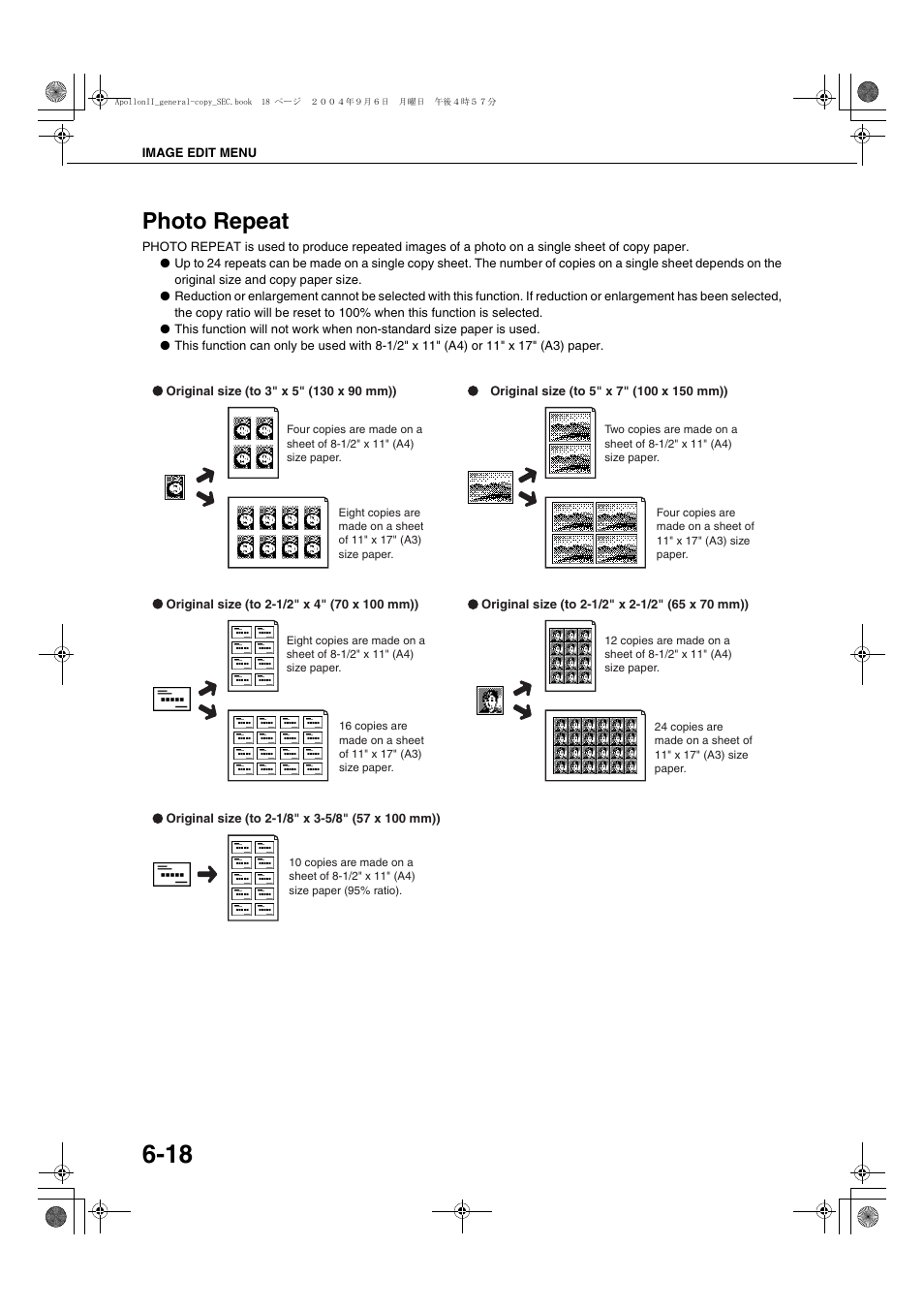 Photo repeat, Photo repeat -18, E 6-18 | Sharp AR-BC260 User Manual | Page 114 / 140