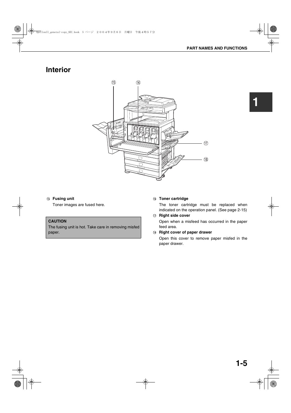 Interior, Interior -5 | Sharp AR-BC260 User Manual | Page 15 / 140