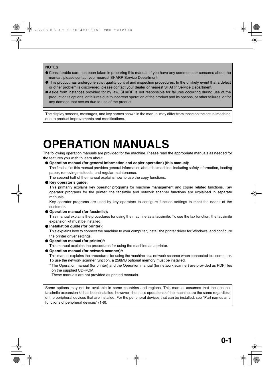 Operation manuals | Sharp AR-BC260 User Manual | Page 5 / 140