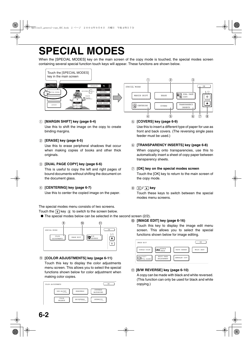 Special modes, Special modes -2, E 6-2) | Sharp AR-BC260 User Manual | Page 98 / 140