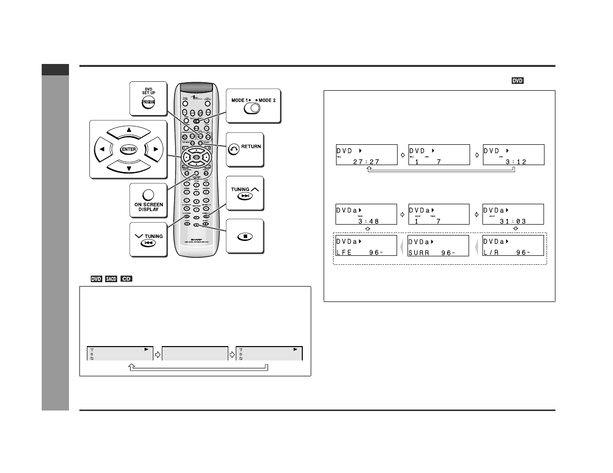 Dv d oper ation, Various settings (continued), E-27 | Sharp SD-PX2 User Manual | Page 32 / 68