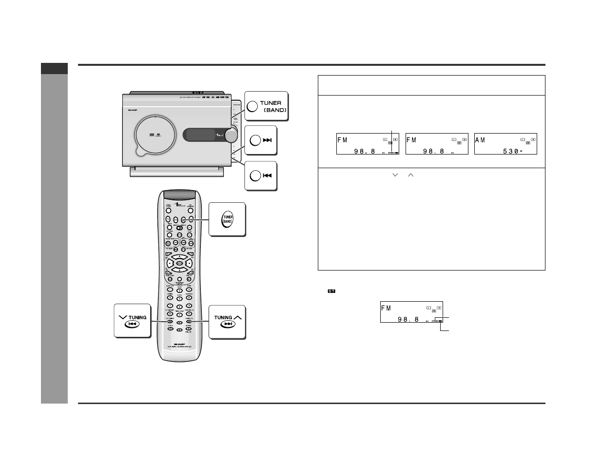 Listening to the radio, Radio operation | Sharp SD-PX2 User Manual | Page 38 / 68